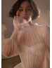 Long Sleeves Ivory Lace Dots Tulle Gorgeous Wedding Dress